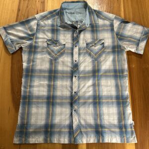 Kuhl Men’s Western Style Shirt. Large. Short Sleeve. Pearl Snaps. Plaid
